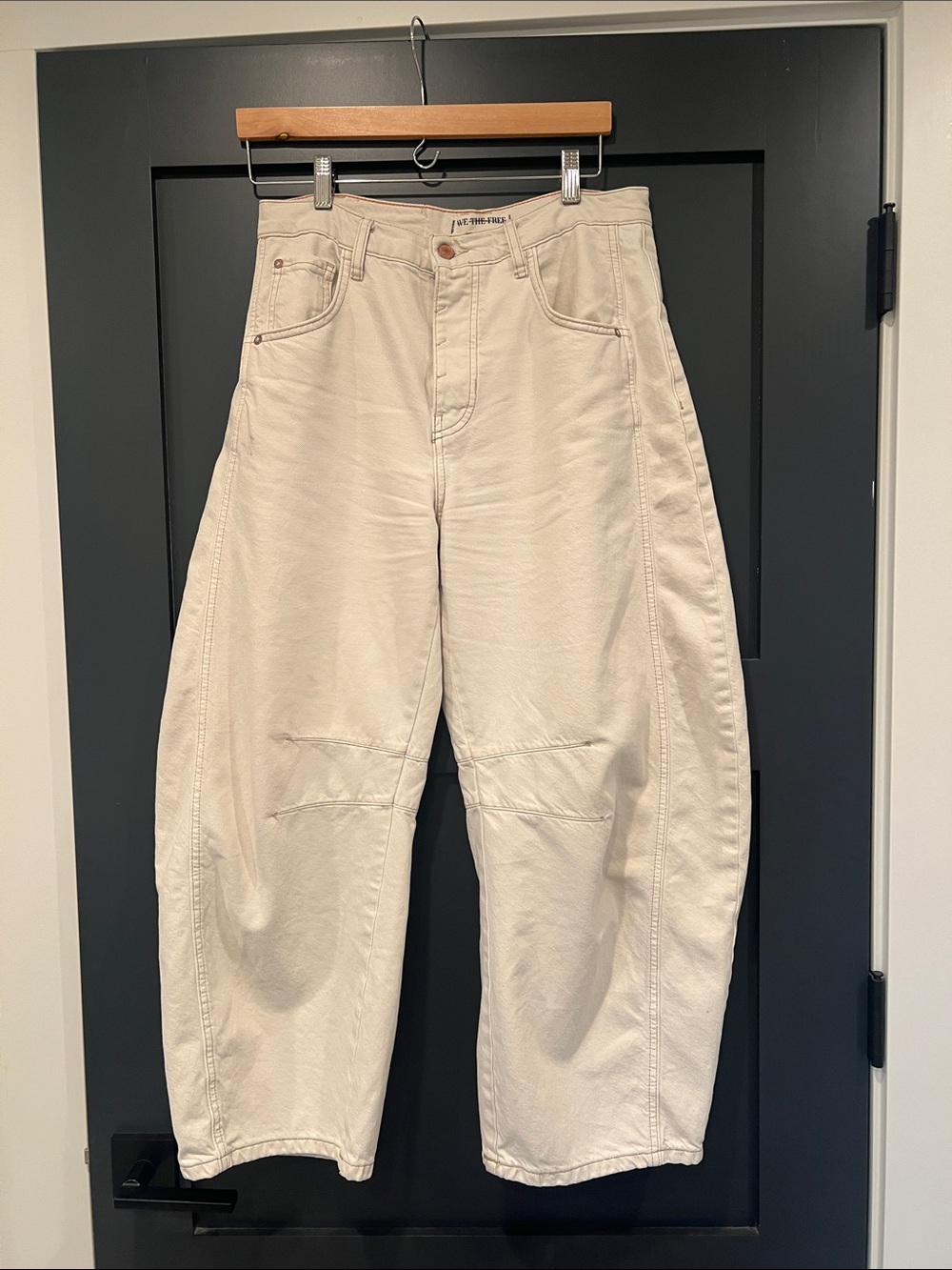 Viral We The Free Good Luck Mid-Rise Barrel Jeans size 27 color Milk - Picture 9 of 11